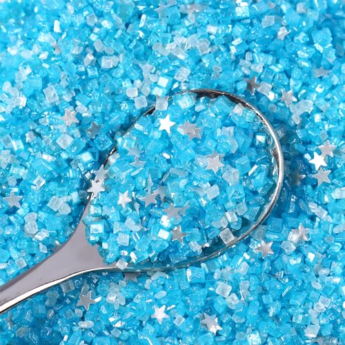 Sanding Sugar Edible Silver Glitter Stars Mix (3.5 Ounce)
