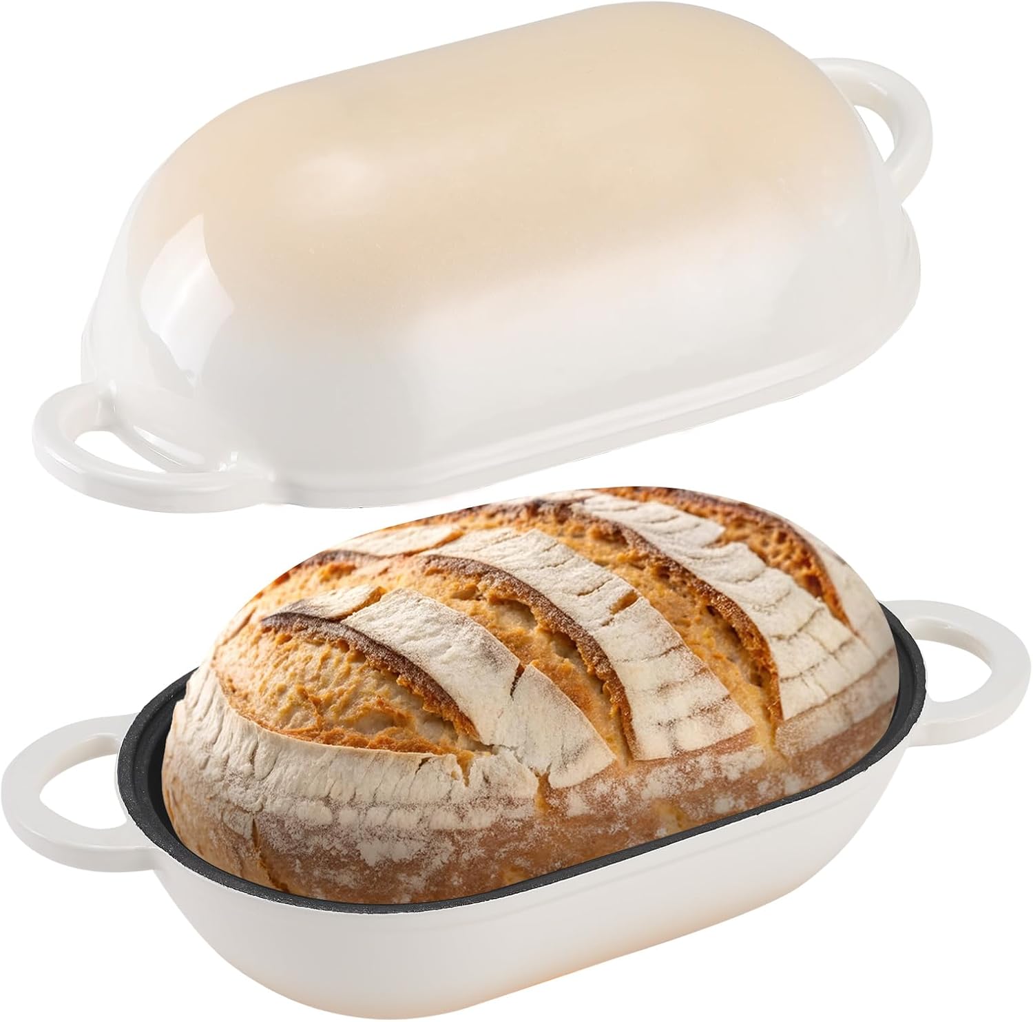 Enameled Cast Iron Bread Oven, 5QT Loaf Cast Iron Bread Pan with Lid, Oval Dutch Oven for Homemade Bread Baking (Gradient Caramel) - Culinary Roots