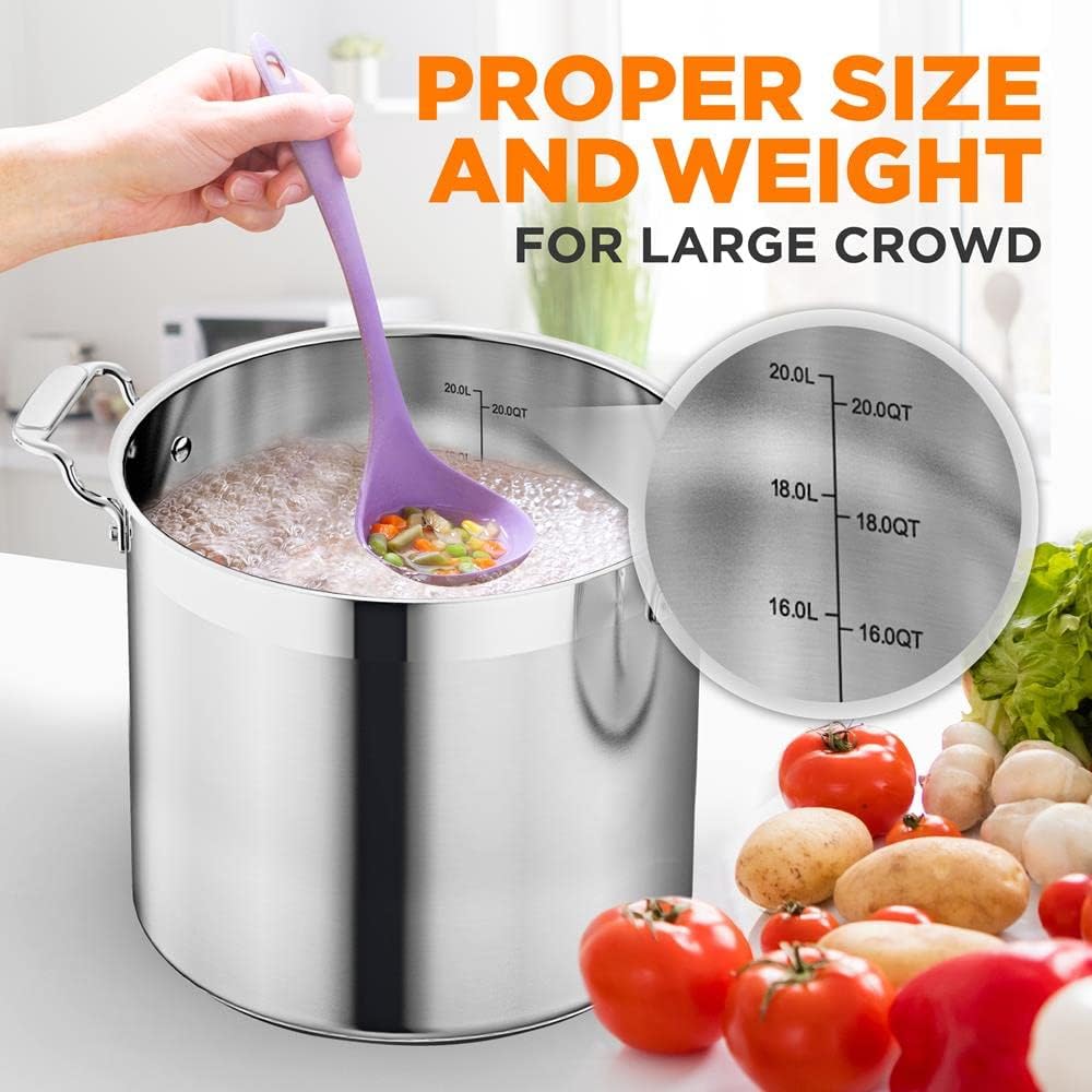 NutriChef 20 Quart Heavy-Duty Stockpot with Stainless Lid - Large Pot for Induction, Gas & Electric Cooktops, Perfect for Soups & Stews - Culinary Roots