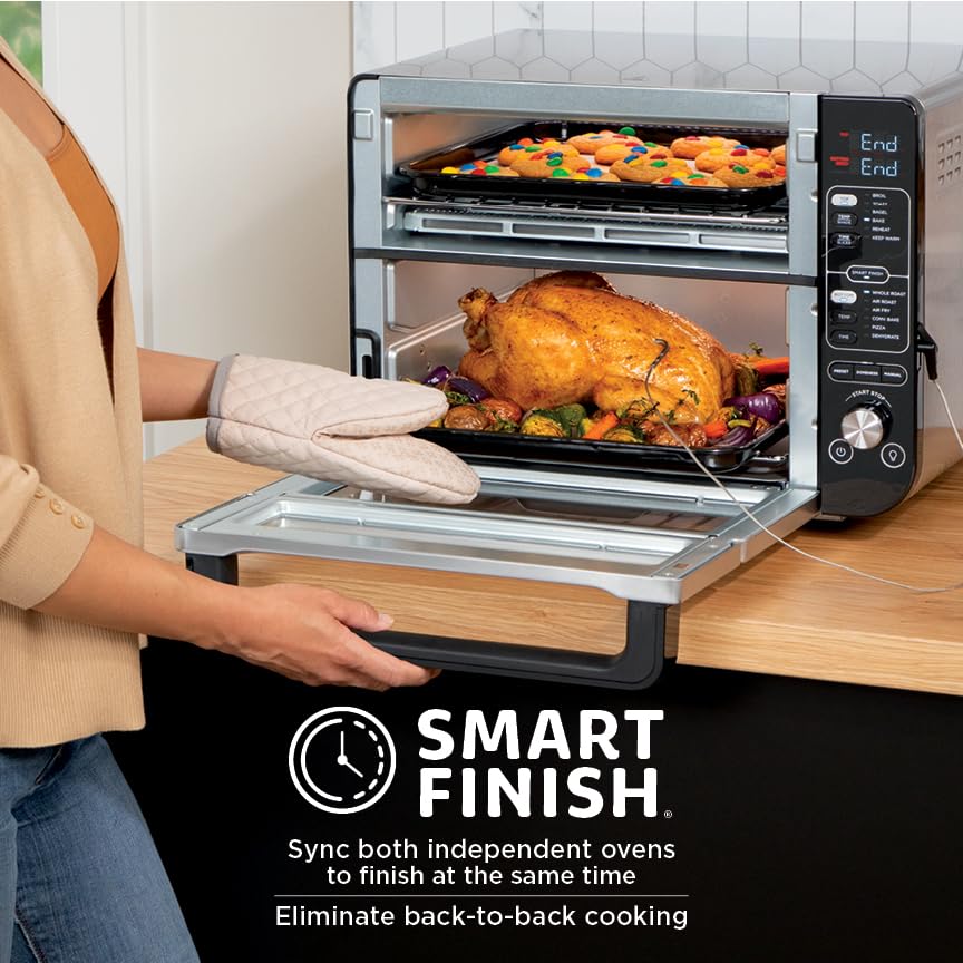 DCT451 12-in-1 Smart Double Oven with FlexDoor, Thermometer, FlavorSeal, Smart Finish, Rapid Top Convection and Air Fry Bottom , Stainless Steel