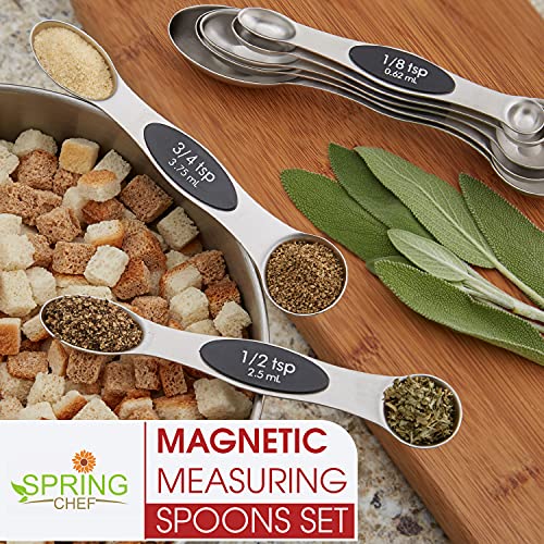 Stainless Steel 8 Magnetic Measuring Spoons Set (8 Count)