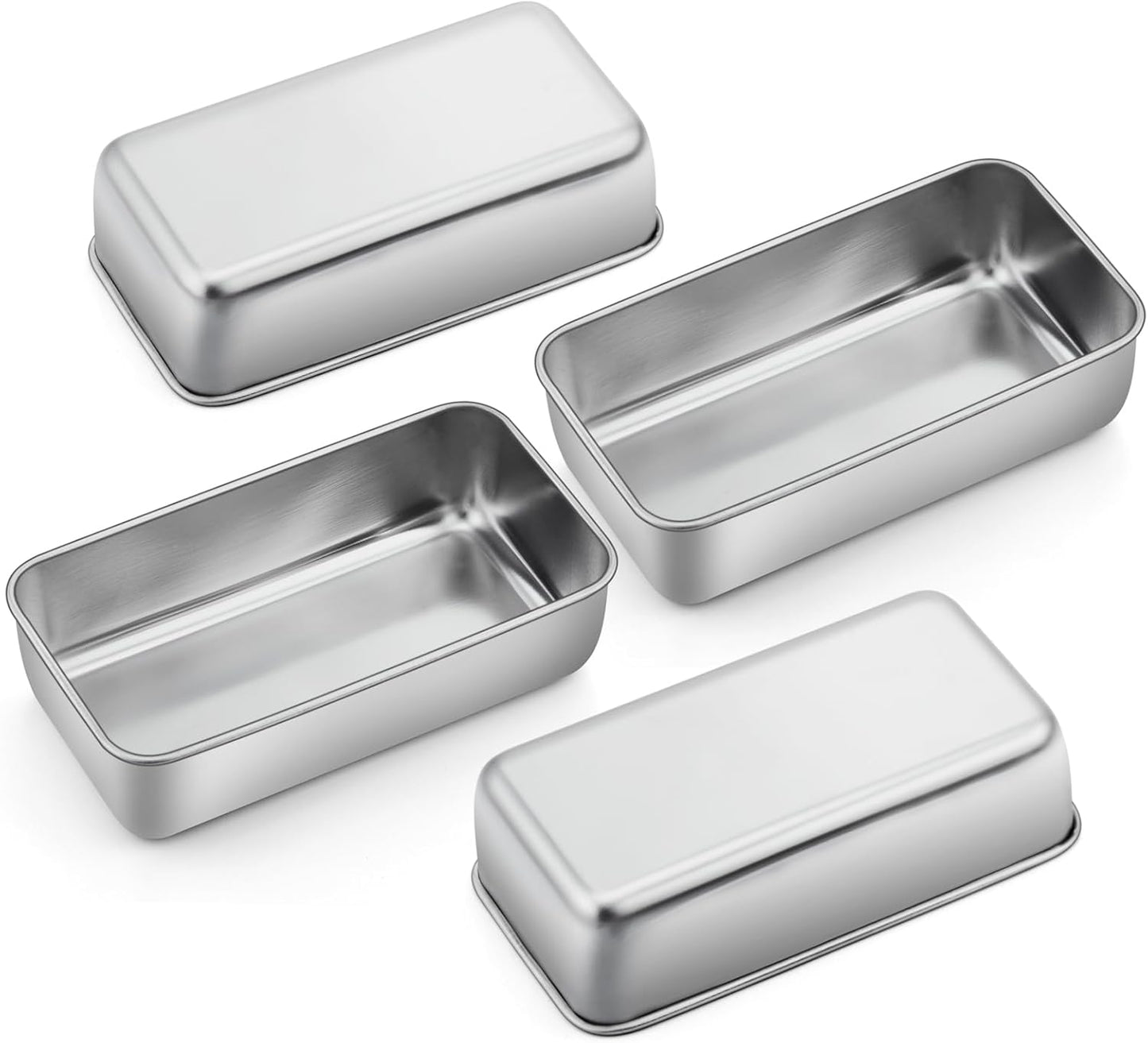P&P CHEF Loaf Pan Set, 9 x 5 Inch Bread Pans, Stainless Steel Loaf Toast Baking Pans For Bread Meatloaf Lasagna Cake, Healthy & Non Toxic, Oven & Dishwasher Safe,(Silver, 4Pcs) - Culinary Roots