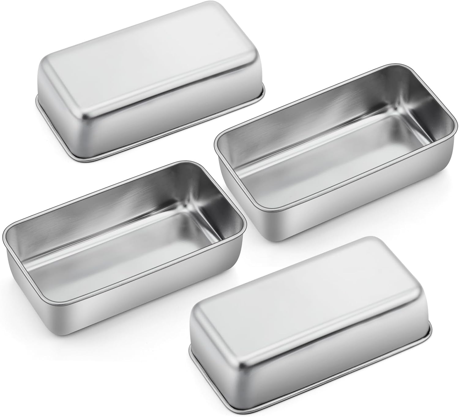 P&P CHEF Loaf Pan Set, 9 x 5 Inch Bread Pans, Stainless Steel Loaf Toast Baking Pans For Bread Meatloaf Lasagna Cake, Healthy & Non Toxic, Oven & Dishwasher Safe,(Silver, 4Pcs) - Culinary Roots