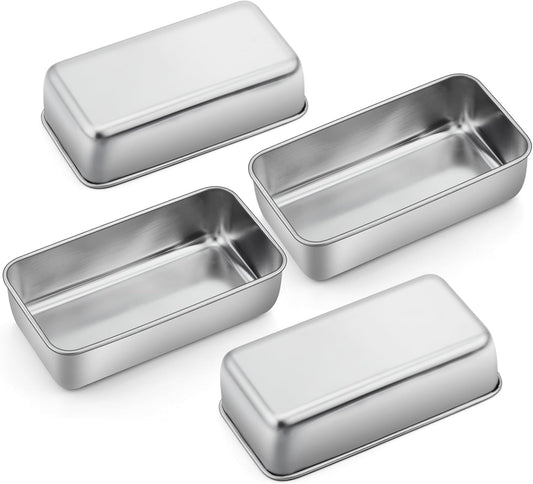 P&P CHEF Loaf Pan Set, 9 x 5 Inch Bread Pans, Stainless Steel Loaf Toast Baking Pans For Bread Meatloaf Lasagna Cake, Healthy & Non Toxic, Oven & Dishwasher Safe,(Silver, 4Pcs) - Culinary Roots