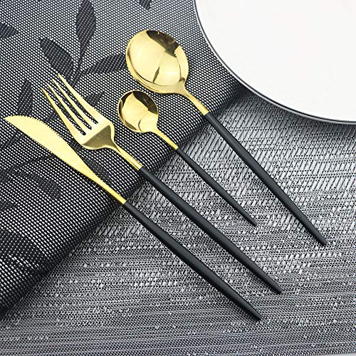 Black Gold Silverware Set