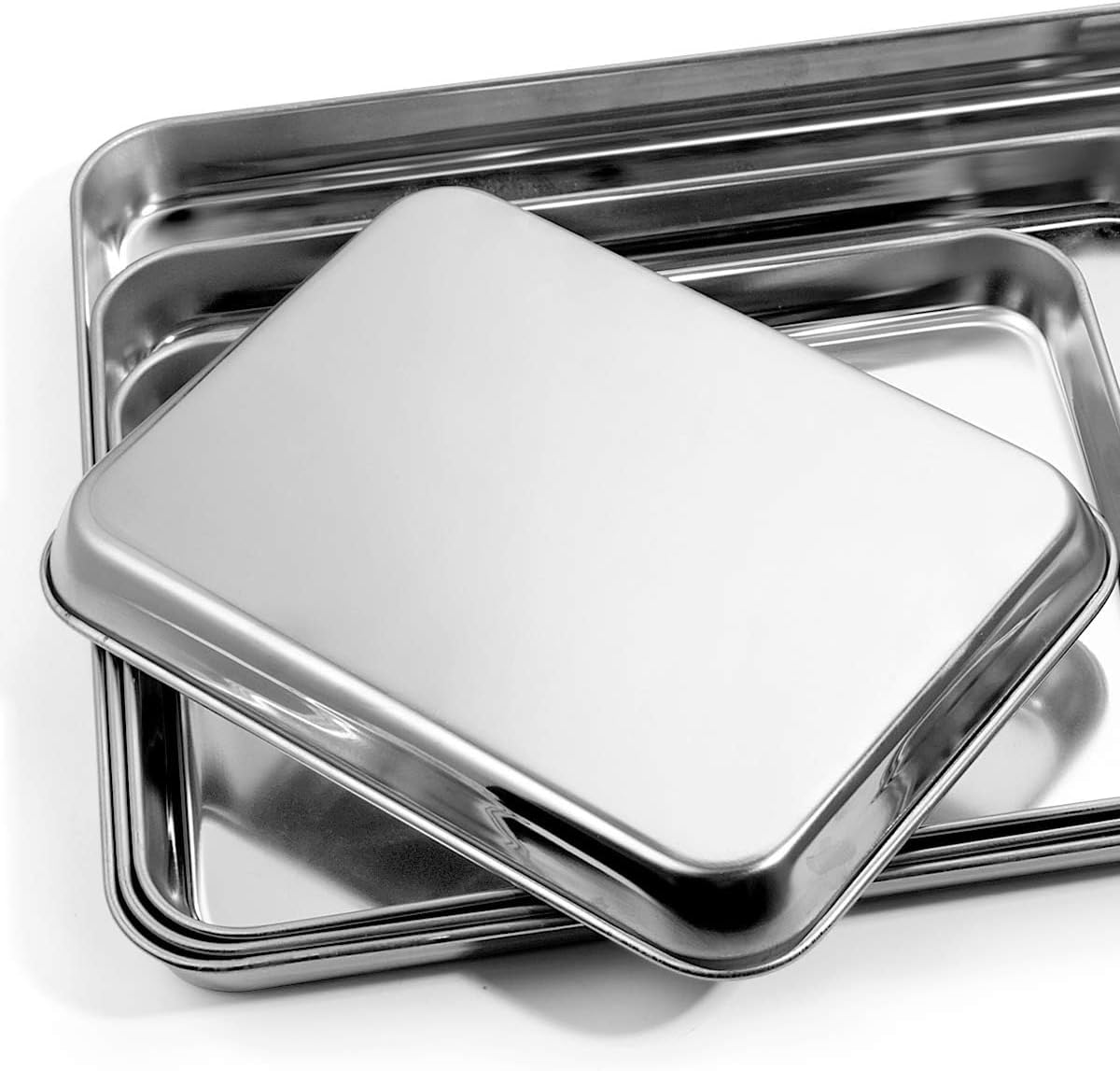 Baking Sheet with Silicone Mat Set, Set of 8 (4 Sheets + 4 Mats), Stainless Steel Cookie Sheet Baking Pans with Reusable Silicone Baking Mat, Non Toxic & Heavy Duty & Easy Clean - Culinary Roots