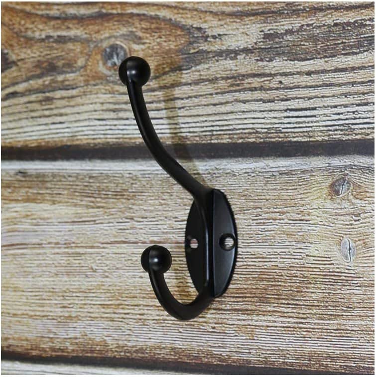Wall Hooks 10Pcs Coat Hooks Hardware Towel Hooks for Hanging Coats Double No Rust Black Robe Hooks Wall Mounted with Screws for Key (10 Count)