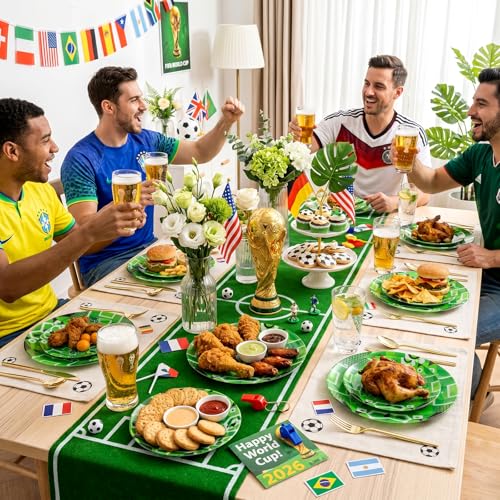 20 Green Plastic Soccer Plates