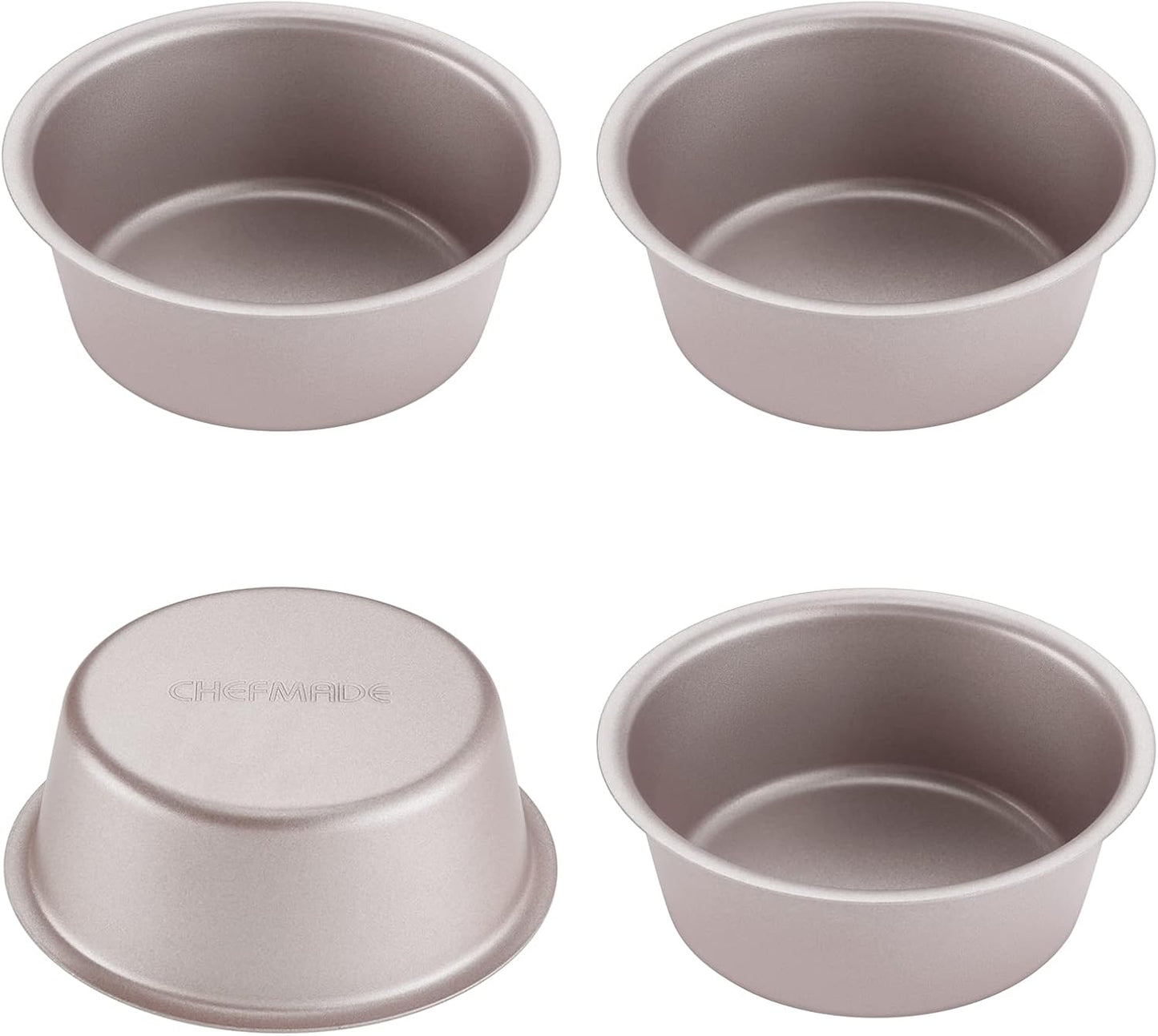 CHEFMADE Mini Cheese Cake Pan Set, 4-Inch 4Pcs Non-Stick Round Cake and Loaf Bakeware for Oven and Instant Pot Baking (Champagne Gold) - Culinary Roots