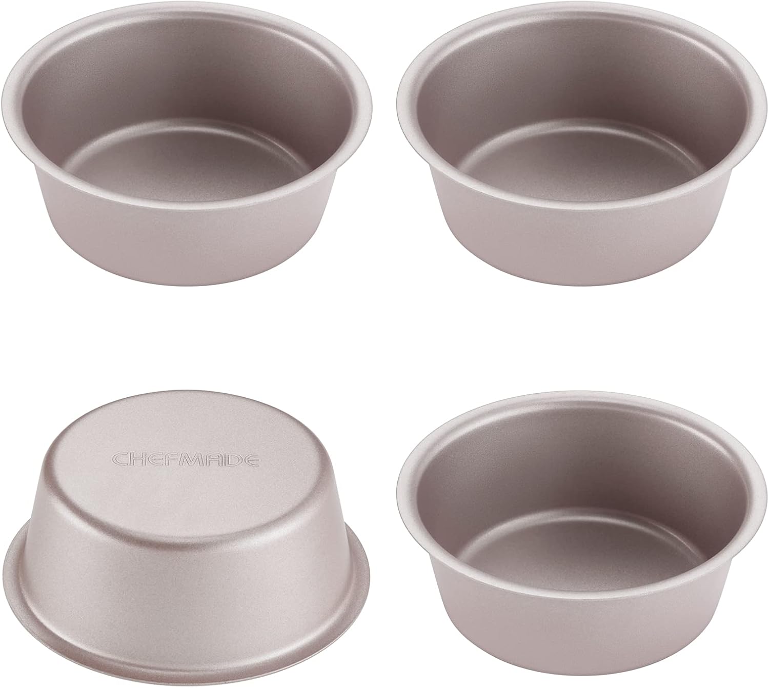 CHEFMADE Mini Cheese Cake Pan Set, 4-Inch 4Pcs Non-Stick Round Cake and Loaf Bakeware for Oven and Instant Pot Baking (Champagne Gold) - Culinary Roots