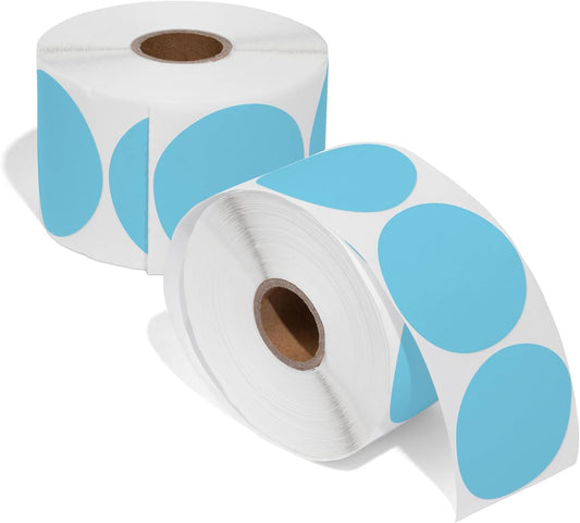 Spartan Industrial 2" Round Direct Thermal Blue Labels | Perforated Custom Circle Logo Stickers - Works with Rollo, Zebra, MUNBYN Desktop Printers - 2 Rolls, 750/Roll