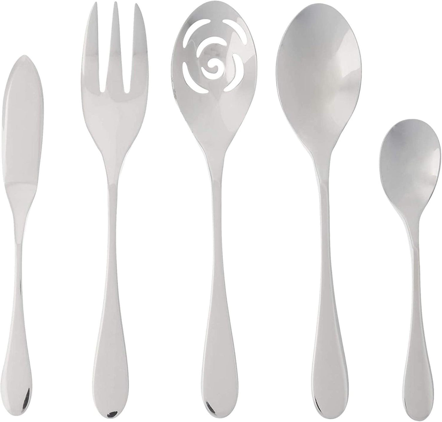 Knork Durable and Stylish Everyday Use, Service for 8 Stainless Steel Flatware Set, 45 piece, Silver Gloss