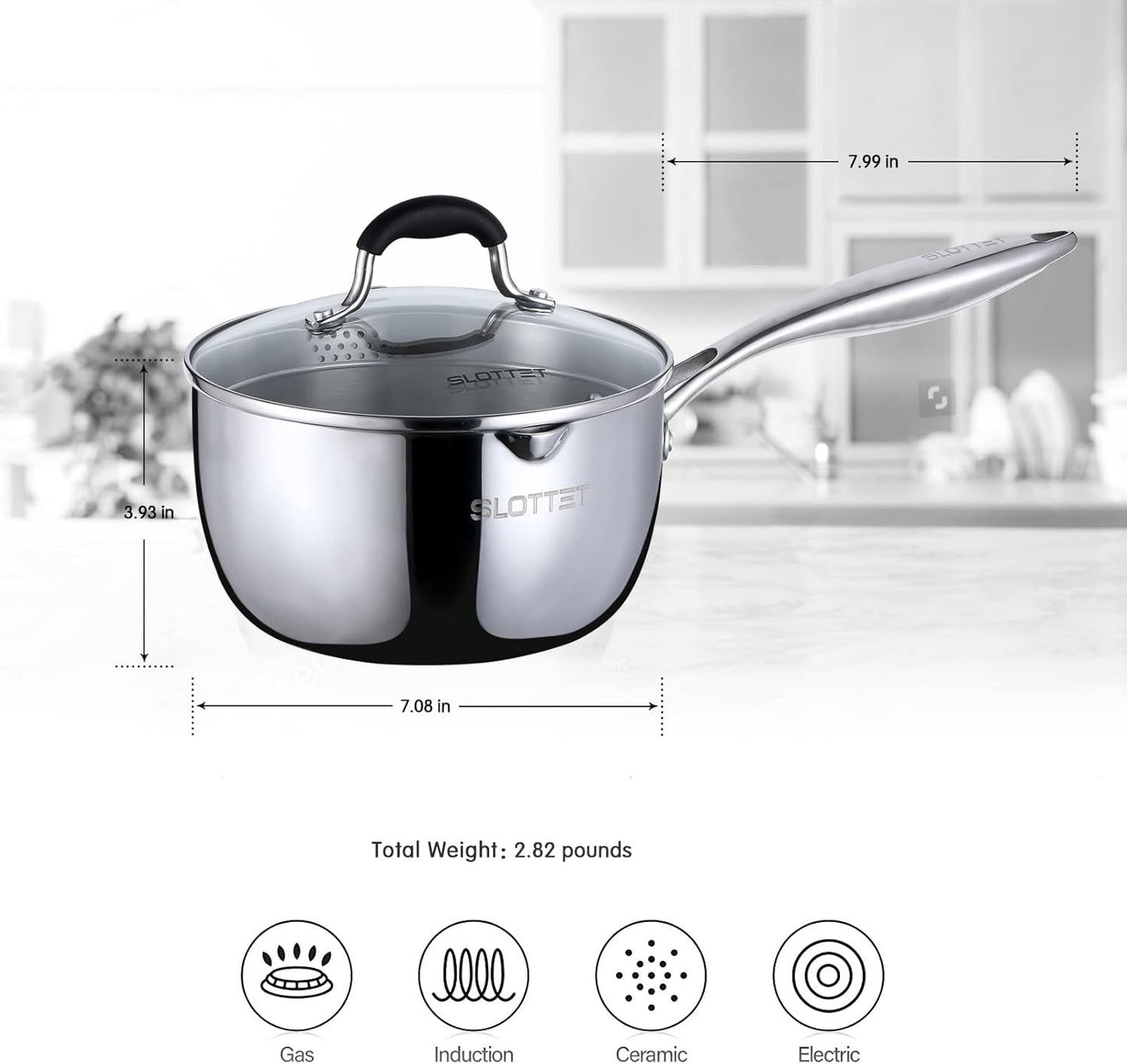 Tri-Ply Whole-Clad Stainless Steel Sauce Pan with Pour Spout,1.5 Quart Small Multipurpose Pasta Pot with Strainer Glass Lid, Saucepan for Cooking with Stay-cool Handle. - Culinary Roots