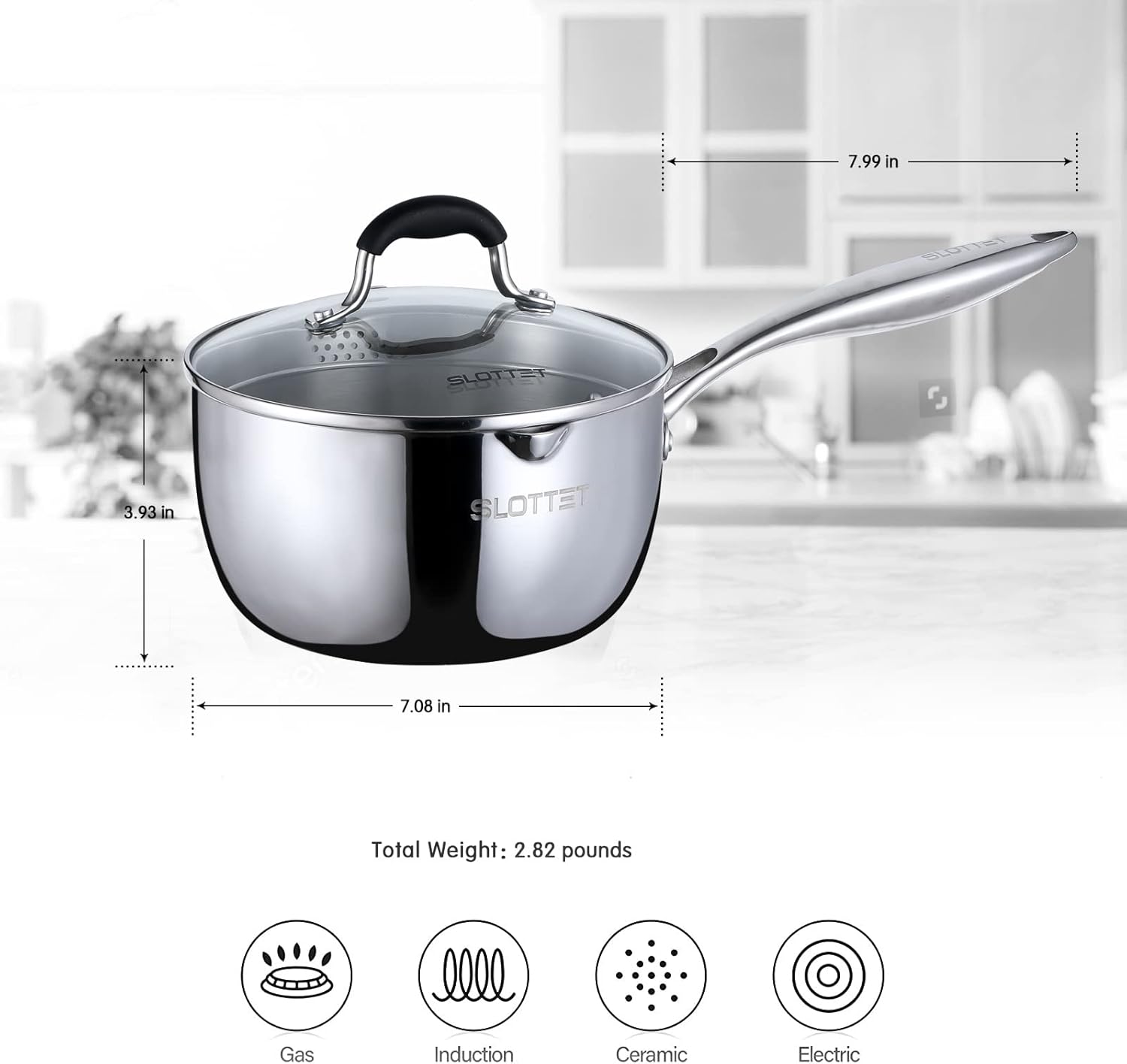 Tri-Ply Whole-Clad Stainless Steel Sauce Pan with Pour Spout,1.5 Quart Small Multipurpose Pasta Pot with Strainer Glass Lid, Saucepan for Cooking with Stay-cool Handle. - Culinary Roots