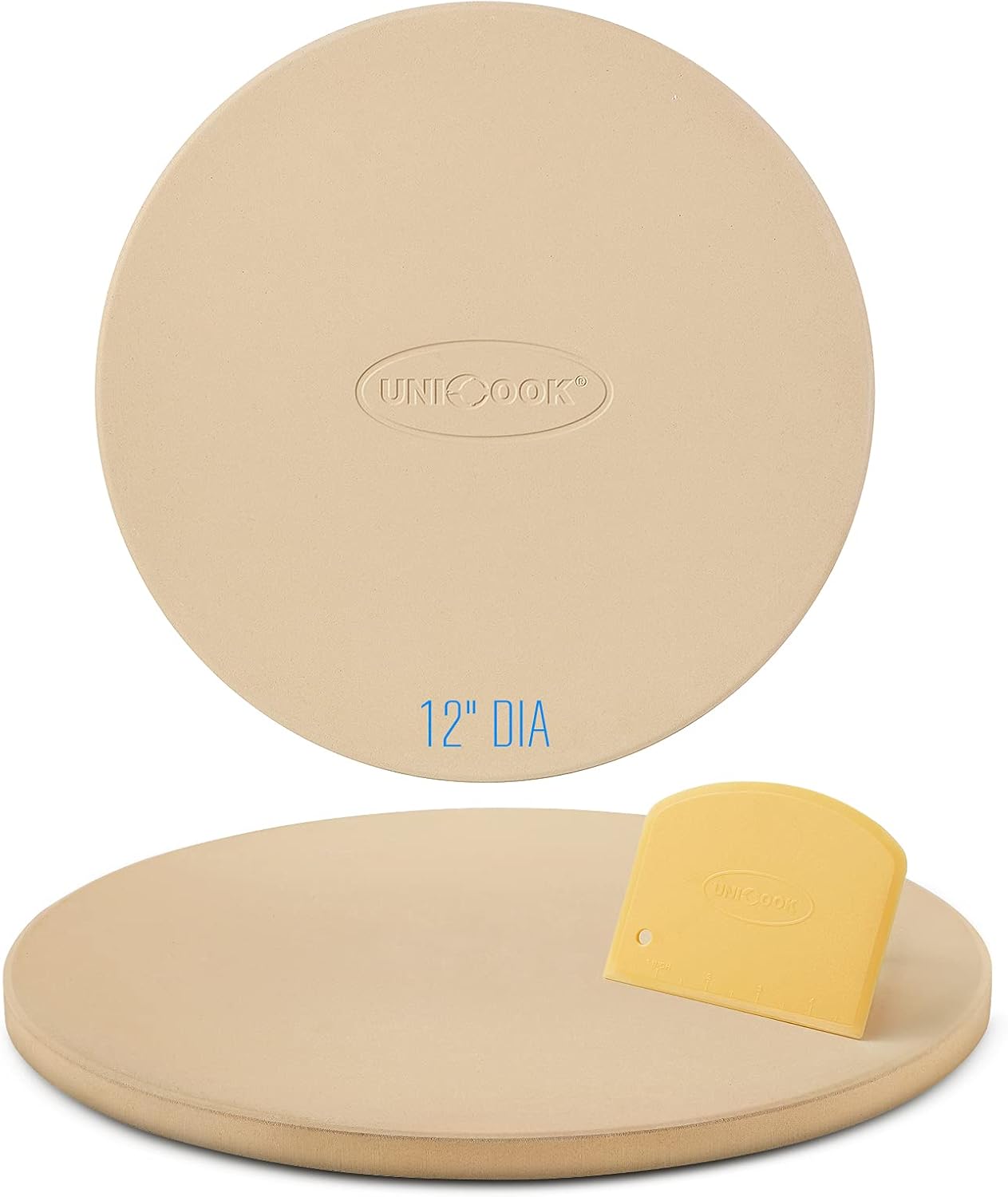 Unicook 12 Inch Round Pizza Stone, Heavy Duty Cordierite Bread Baking Stone for RV Oven, Grill and Toaster Oven, Ideal for Baking Crisp Crust Pizza, Bread, Cookies and More - Culinary Roots