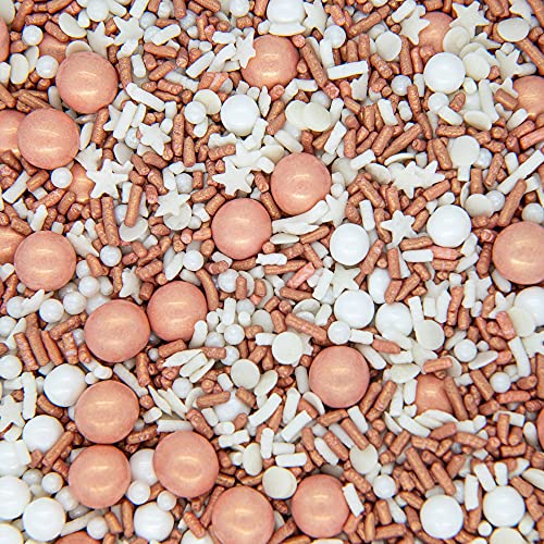 Sprinkles for Cake Decorating Edible Cake Decorations Fancy Rose Gold Sprinkles Cupcake Decorations Cake Sprinkles for Cupcake Decorating Rose Gold Cake Decorations Sugar Pearls (4 Ounce)