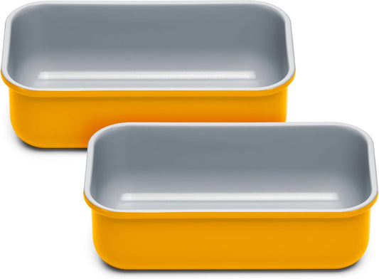 Caraway Non-Stick Ceramic 1 lb Loaf Pan Duo - Naturally Slick Ceramic Coating - Non-Toxic, PTFE & PFOA Free - Perfect for Pound Cakes, Breads, & More - Marigold - Culinary Roots