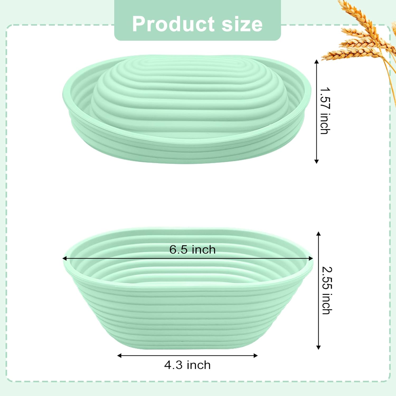 Silicone Banneton, Sourdough Bread Baskets (Set of 5, 6.5 Inch), Mini Oval Proofing Bowls, Bread Making Baking Supplies, Banneton proofing basket for Sourdough Baking - Culinary Roots