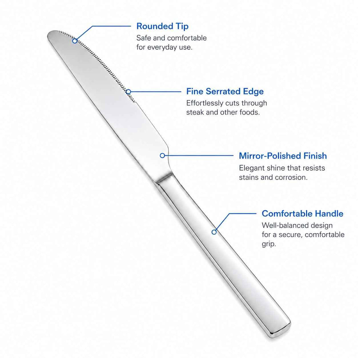 12 Piece Stainless Steel Dinner Knife Set