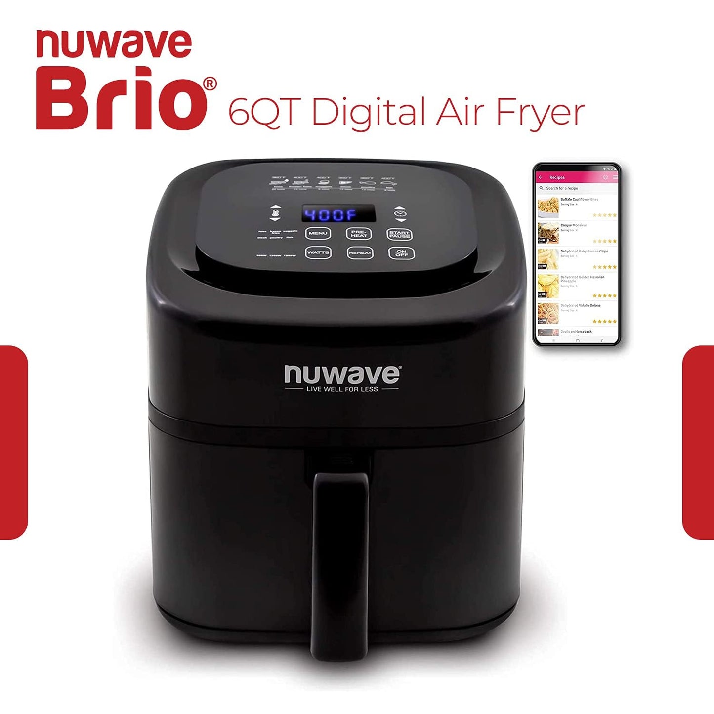 Brio 6 Quart Digital Air Fryer Including Non