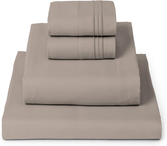 Mellanni California King Sheets Set - 4 PC Iconic Collection Bedding - Hotel Luxury, Extra Soft, Cooling Bed Sheets - Wrinkle, Fade, Stain Resistant (Cal King, Tan)