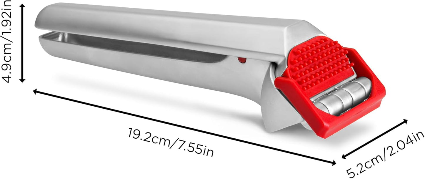 Dreamfarm Garject 2-In-1 Garlic Peeler, Garlic Press & Mincer with Garlic Peel Ejector, Chrome-Plated Zinc - Red - Culinary Roots