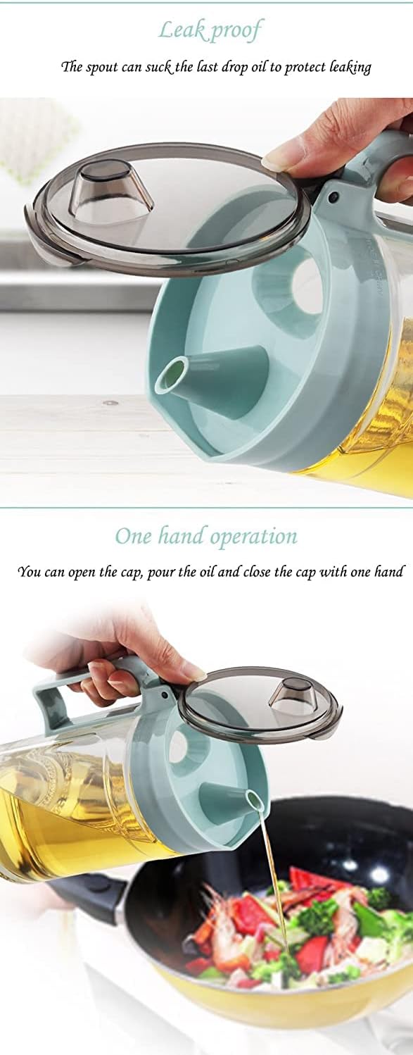 TENTA KITCHEN Olive Oil Vinegar Syrups Bottle Dispenser Cruet - 550ml(18.6 Oz) Oil Bottle Glass With No Drip Plastic Bottle Spout And Protective Cap(Green 1PC)