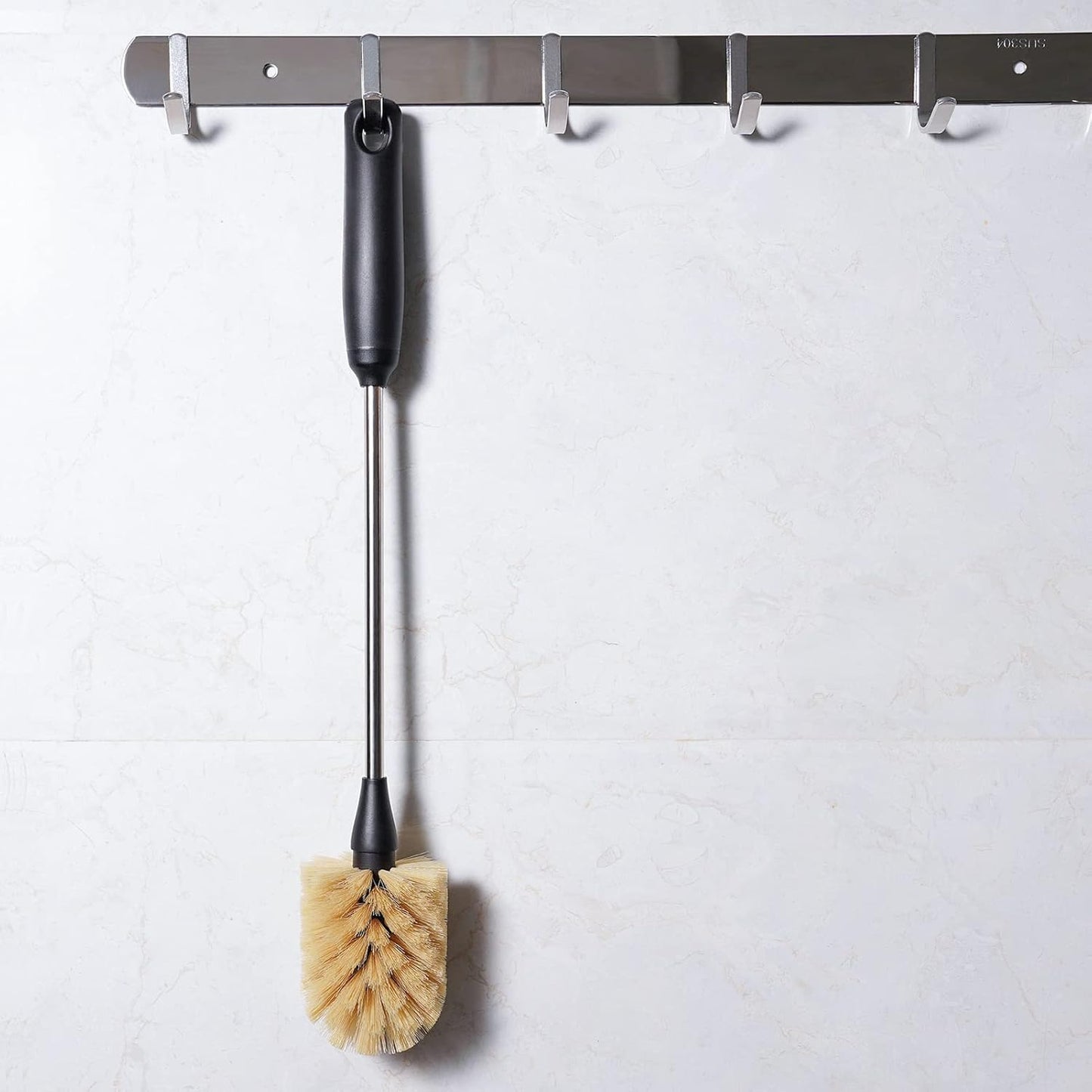 Water Bottle Cleaning Brush with 2 Replaceable Heads, Compatible with Sport Bottles, Tumblers, Mugs, Wine Decanters, Glassware, Round, 1 Pack (15 in)