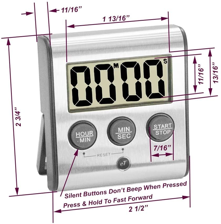 Elegant Digital Kitchen Timer Stainless Steel