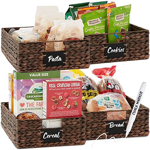 Set of 4 16x12in Large Water Hyacinth Pantry Baskets (4 Count)