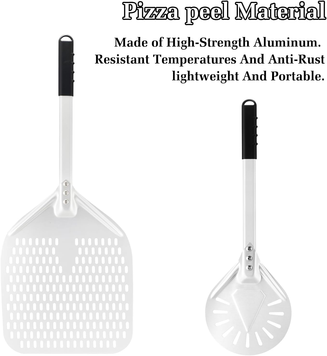 14 Inch + 7 Inch Perforated Pizza Peel Set, Pizza Turning Peel with Metal Handle, Pizza Spatula Paddle for Homemade Pizza Oven Accessories - Culinary Roots