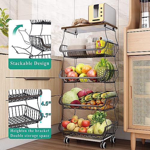 5 Tier Fruit and Vegetable Basket Stand for Kitchen