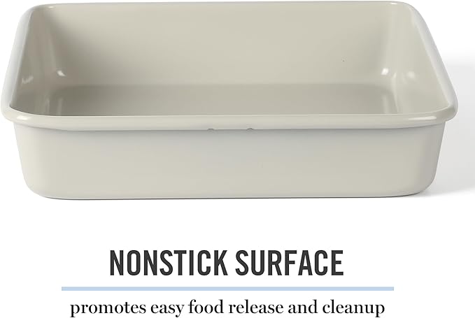 Martha Stewart Gallen 9 Inch Square Nonstick Carbon Steel Cake Pan – Cool Grey, Durable Bakeware for Even Baking and Easy Release