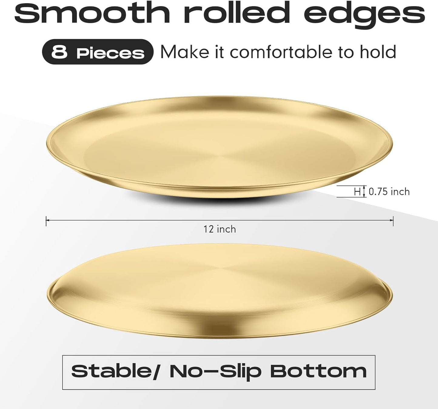 Thenshop 8 Pieces 12 Inch Pizza Pans Bulk Stainless Steel Sets Round Bakeware Pizza Trays for Oven Kitchen Baking Home Restaurant Safe Sturdy Reusable Easy Clean(Gold) - Culinary Roots