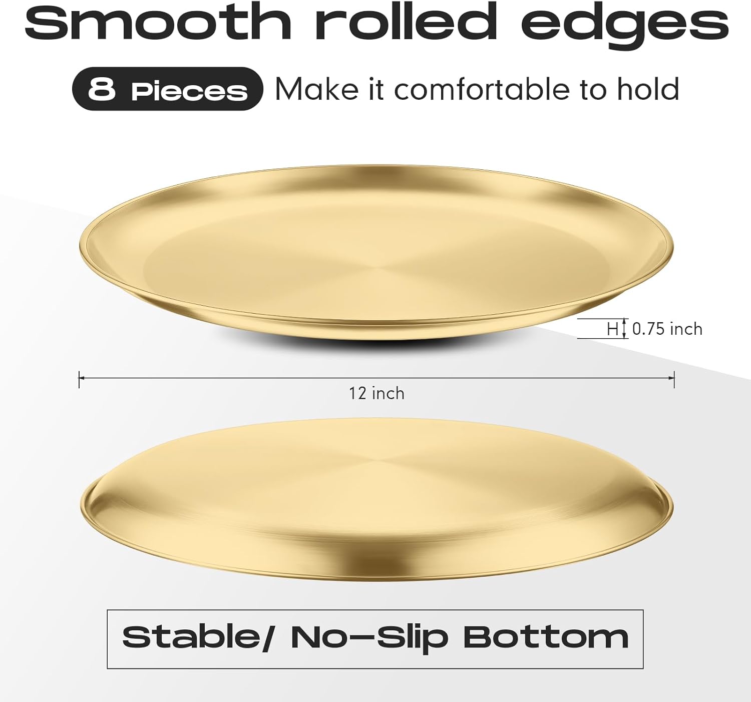 Thenshop 8 Pieces 12 Inch Pizza Pans Bulk Stainless Steel Sets Round Bakeware Pizza Trays for Oven Kitchen Baking Home Restaurant Safe Sturdy Reusable Easy Clean(Gold) - Culinary Roots