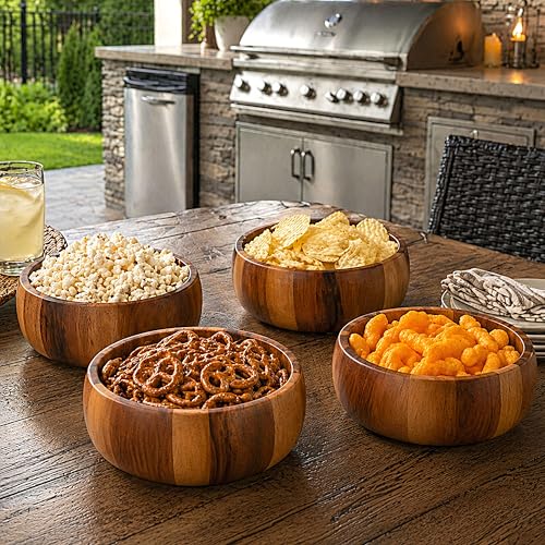 Woodard & Charles Set of 4 Acacia Wood Large Ind. Salad Bowls (4 Count)