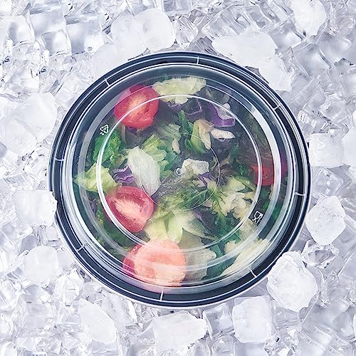 24 oz 150 ct Round Meal Prep Food Storage Containers with Lids To Go Plastic Lunch Plan Box Disposable Take Out Bowls Black BPA Free Reusable Durable Stackable Microwave Freezer Dishwasher Safe (150 Count)