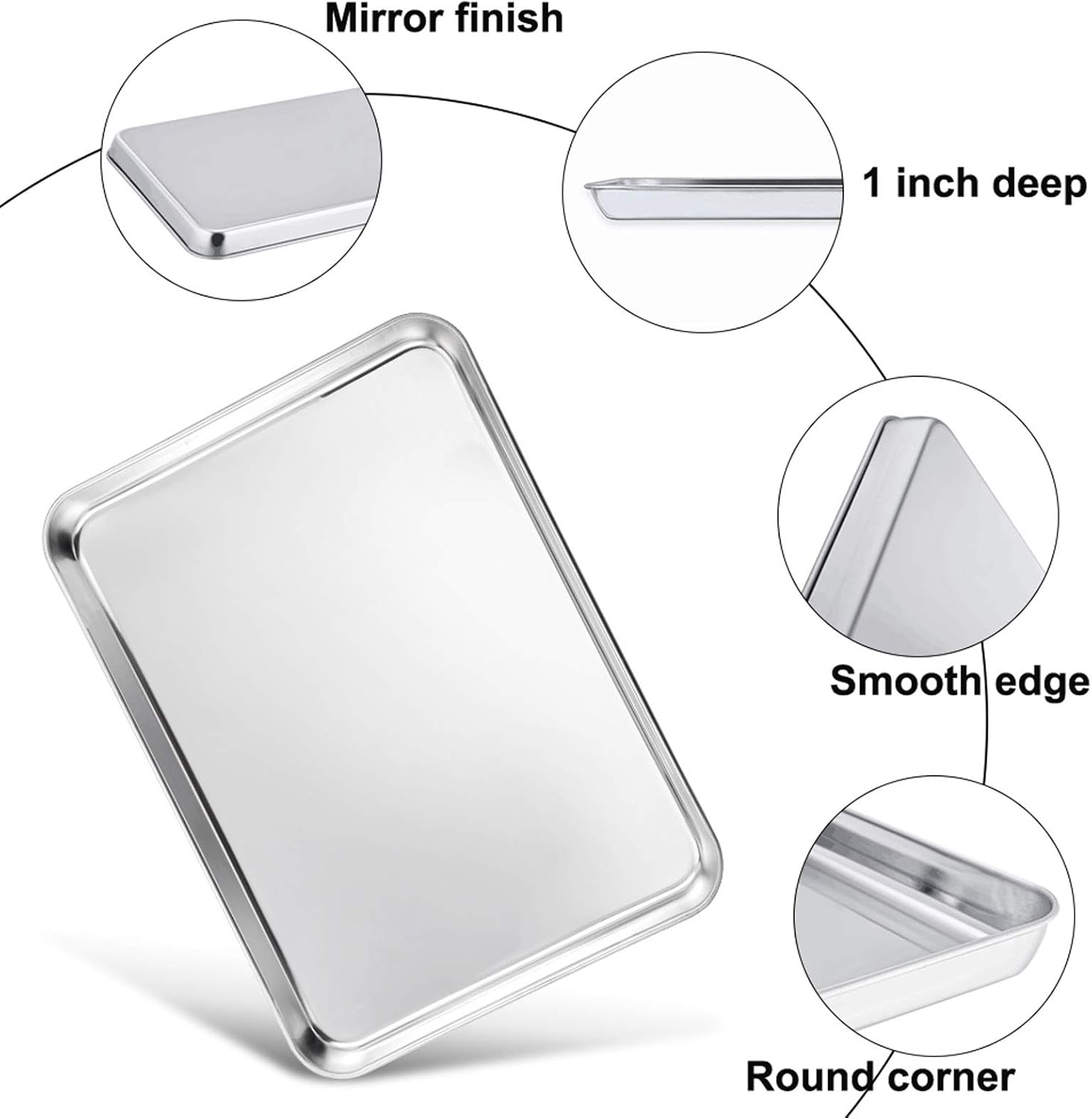 TeamFar Baking Sheet with Rack, 17.6 x 13 x 1 inch Stainless Steel Baking Pan Cookie Sheet Set with Cooling Rack for Baking/Roasting/Cooling, Non-Toxic & Heavy Duty, Dishwasher Safe - Set of 4 - Culinary Roots