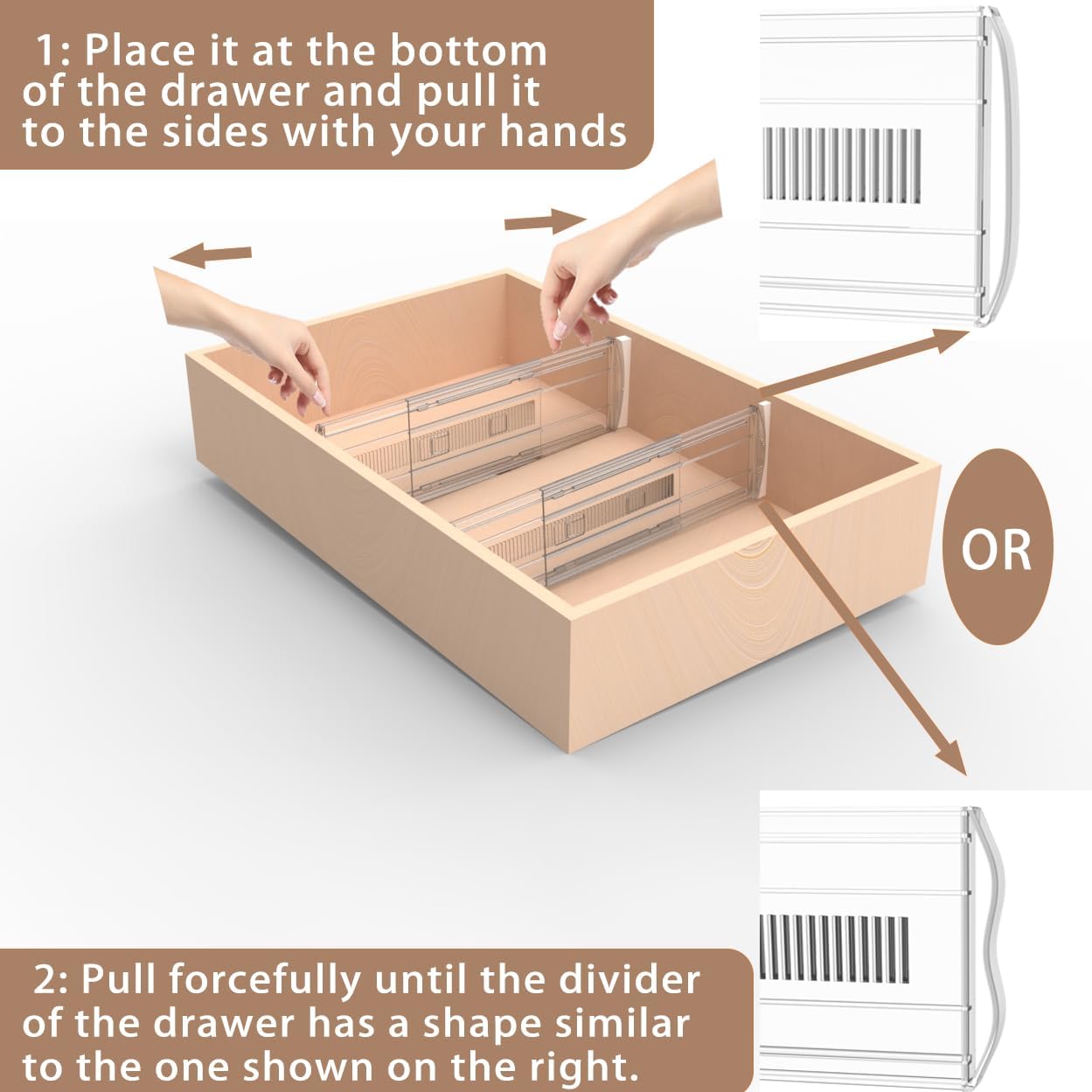 8 Pack Adjustable Drawer Dividers for Clothes,4" High Clear Expandable From 13-22" Drawer Organizers, PC Plastic Separators for Dresser/Bedroom/Bathroom/Kitchen/Office Storage,Easy to Assemble