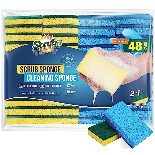 48 Pack Kitchen Sponges Dish Sponge for Washing Dishes (48 Count)