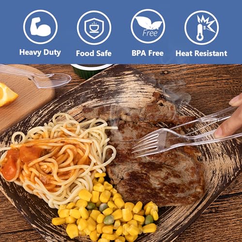 100 Count Clear Plastic Silverware Heavy Duty