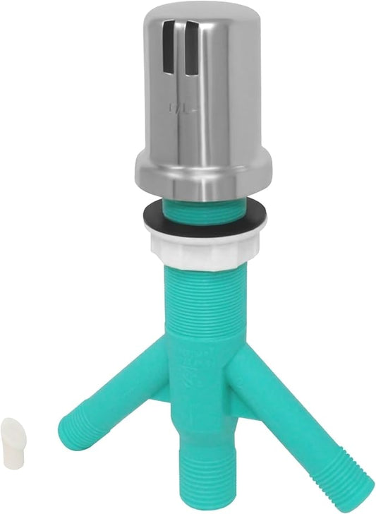 Dual Air Gap with Brushed Stainless Steel Brass Cap for Double Drawer or Two Separate Dishwashers with Skirted Cap and Extra Long Thread for Thick or Thin Countertops (AG200-404, AG200-X04, AMERIGAP)