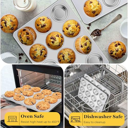 Stainless Steel Muffin Cupcake Pan Set 12 Cups