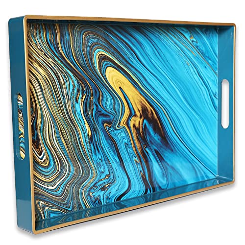Serving Tray Marble Decorative Tray Plastic Rectangular Coffee Table Tray for Living Room