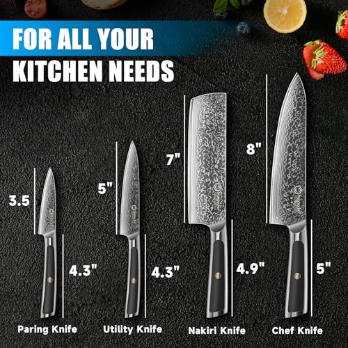 Damascus Kitchen Knife Set 4 Piece (4 Count)