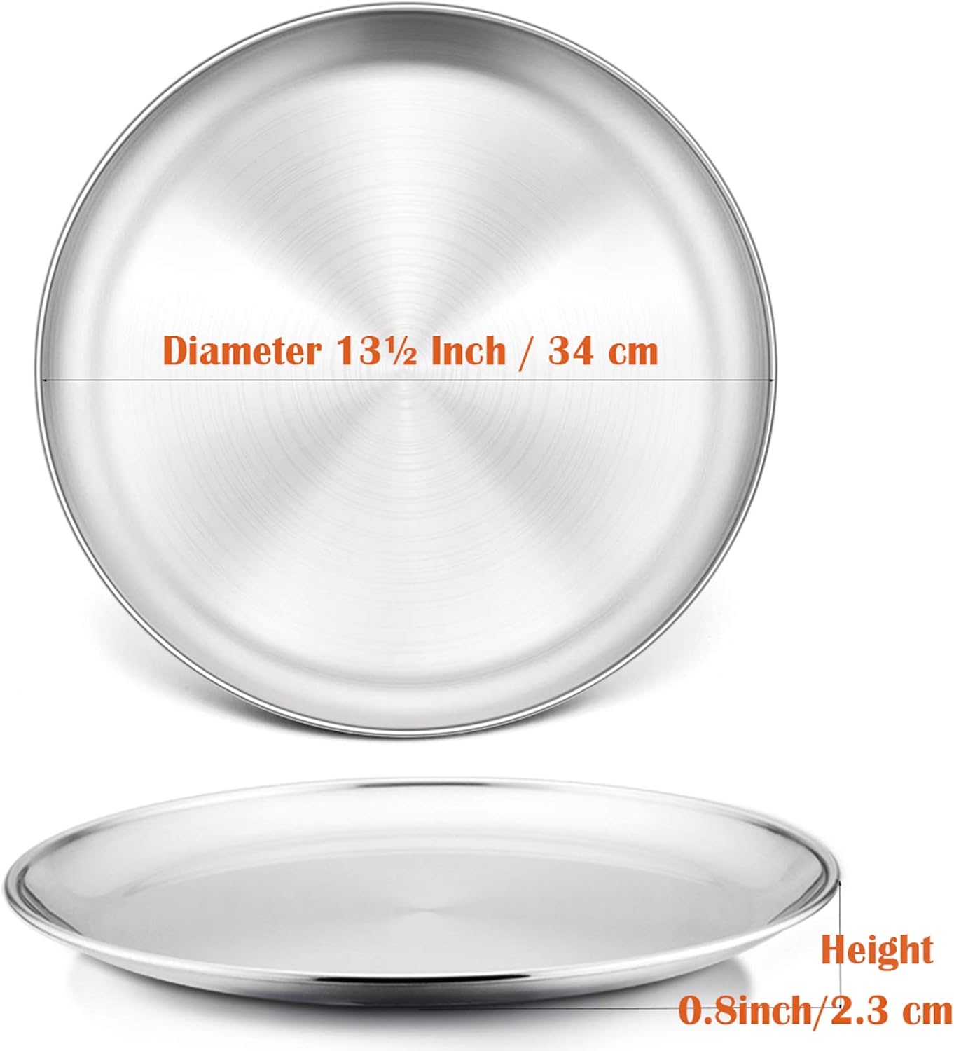 P&P CHEF 13.5 Inch Pizza Pan, 3 Pieces Stainless Steel Round Pizza Tray Dish Plate For Oven Baking Roasting, Healthy & Heavy Duty, Rust Free & Dishwasher Safe -Silver - Culinary Roots