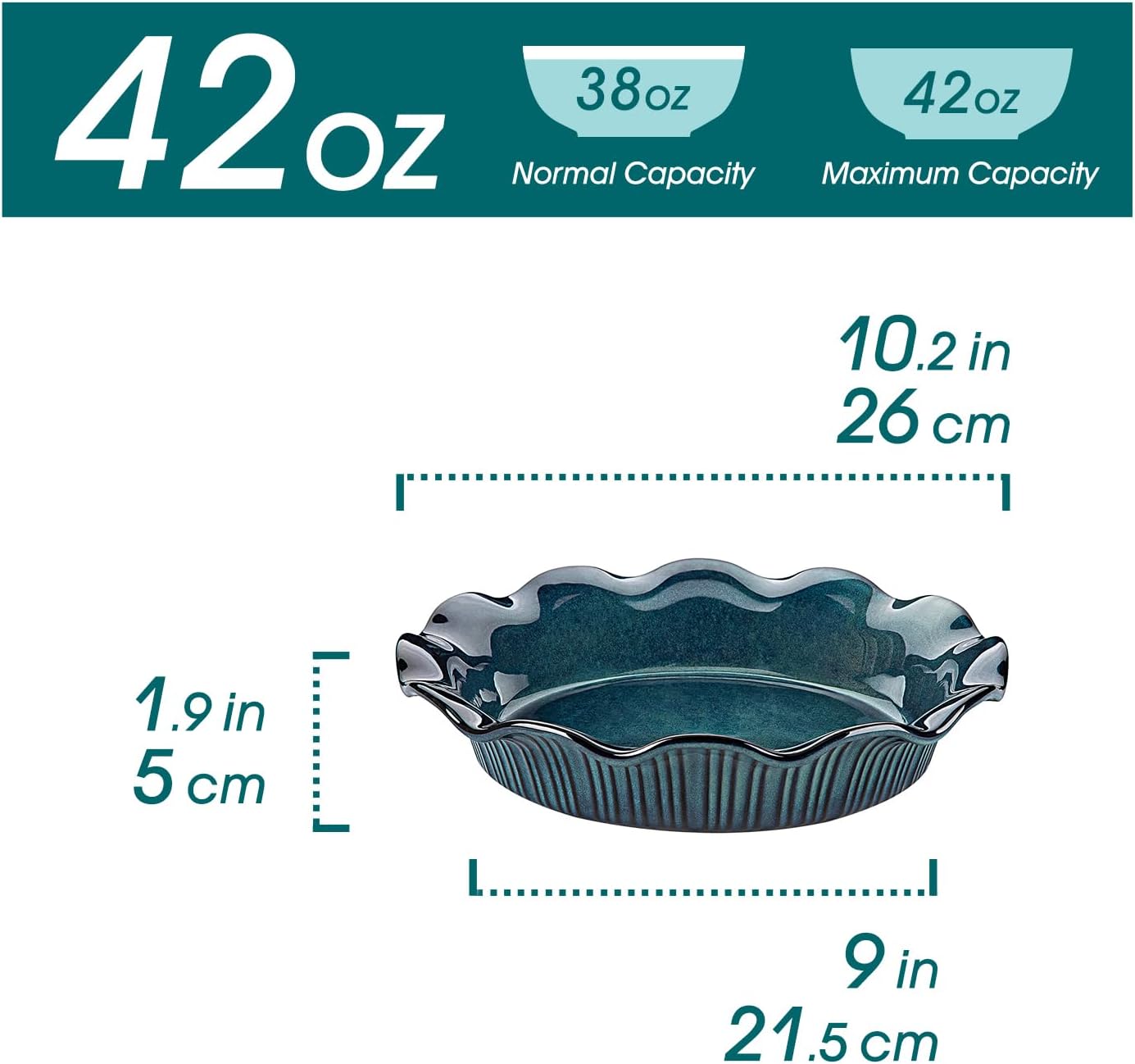 vancasso Stern Ceramic Pie Pan, 9 inch Pie Pans with Ruffled Edge, Deep Pie Dishes for Baking, Round Pie Plates for Apple, Quiche, Pot Pies, Tart, Oven & Dishwasher Safe, Set of 2, Green - Culinary Roots