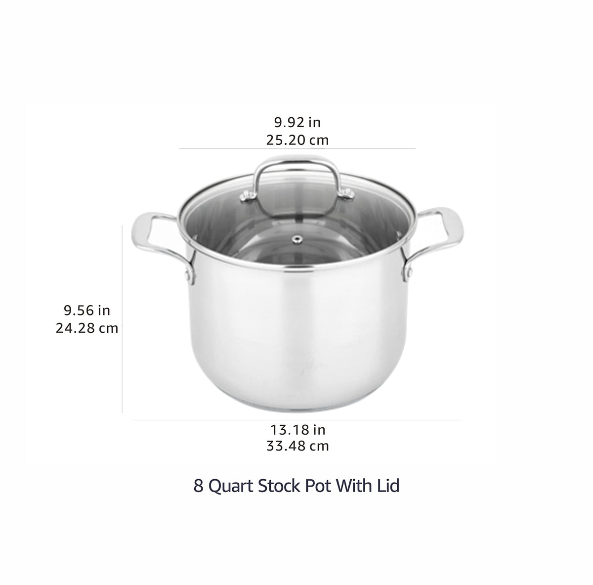Stainless Steel Induction Compatible Stock Pot with Glass Lid