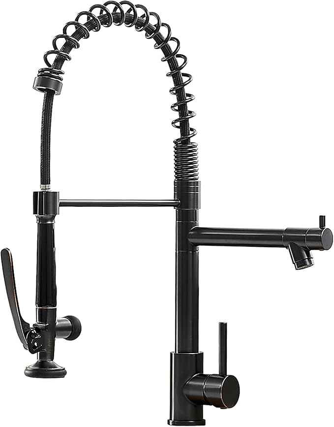 Fapully Commercial Pull Down Kitchen Sink Faucet with Sprayer Oil Rubber Bronze