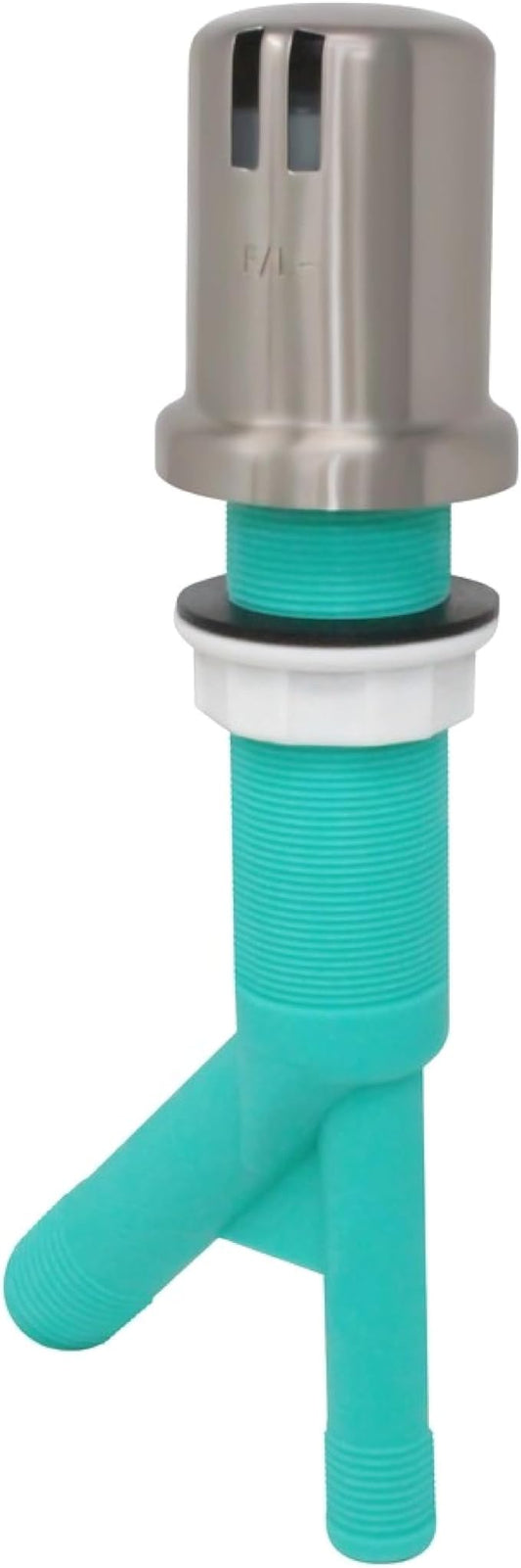 Dishwasher Air Gap with Skirted Satin Nickel Brass Cap and Extra Long Threaded Body for Thick or Thin Kitchen Countertops (AG200-706, AG200-X06, AMERIGAP)